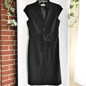 Calvin Klein Button Down Cap Sleeve Dress Black 6